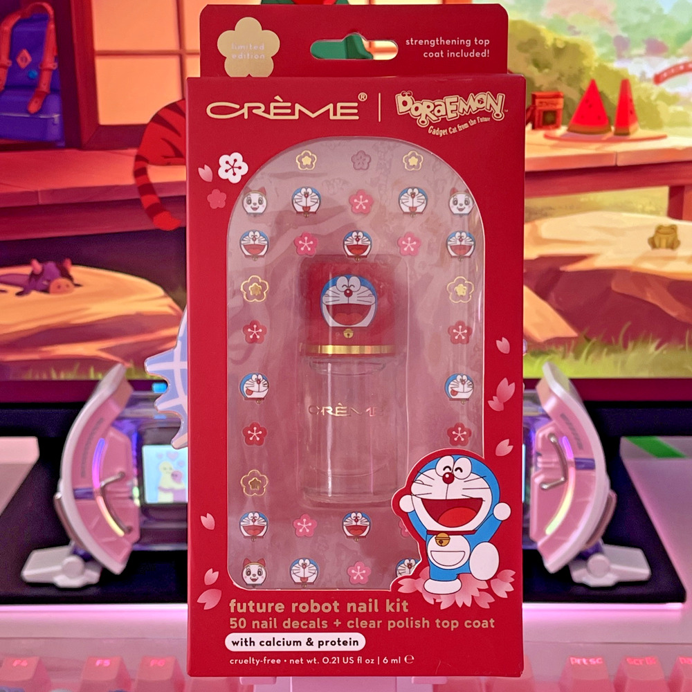 The Creme Shop x Doraemon Nail Decal Kit 50 Decals Clear Polish LE Future Robot